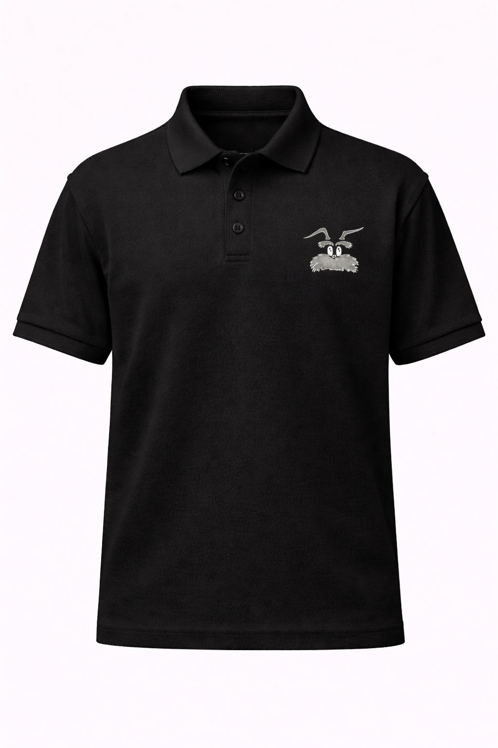 Black We Speak for the Bees polo shirt with embroidered bee face logo